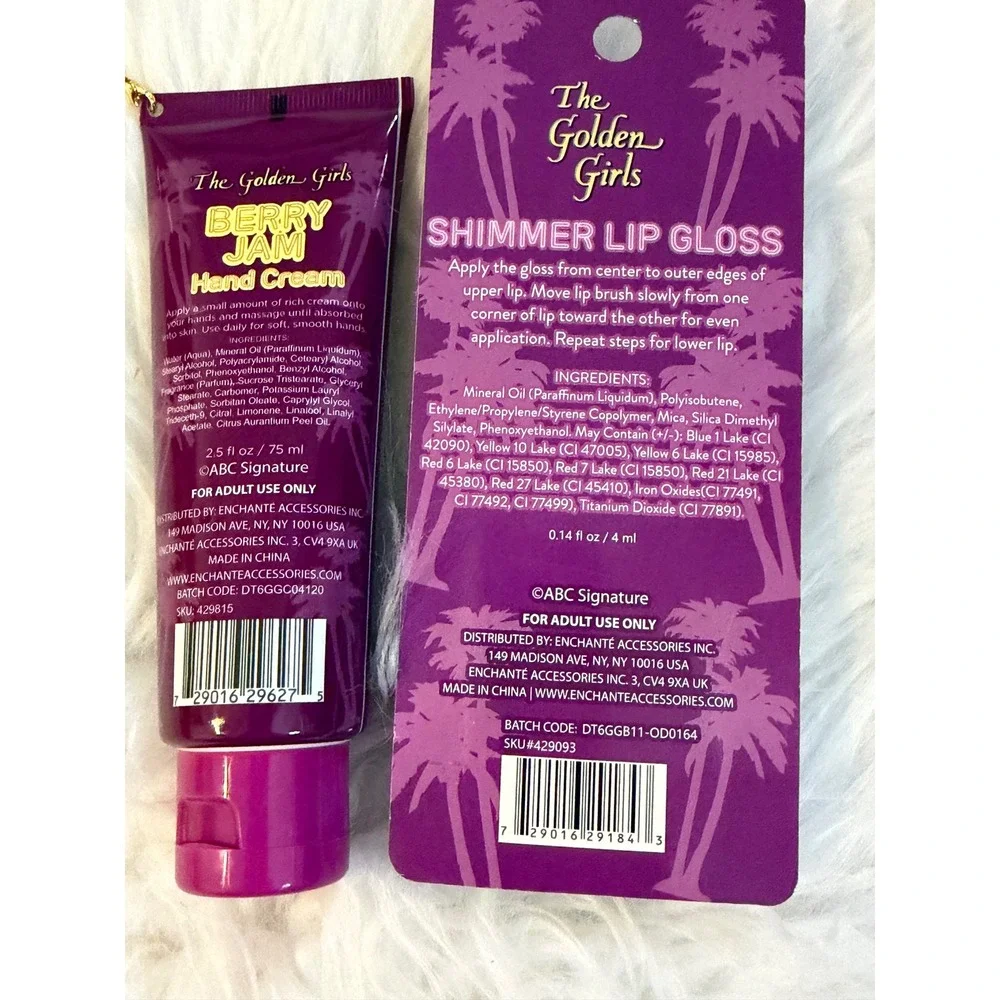 The Golden Girls Berry Jam Hand Cream & Paradise Pink Shimmer Lip Gloss Set